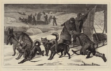 Die Arktische Expedition, Packen der Schlitten für den Aufbruch